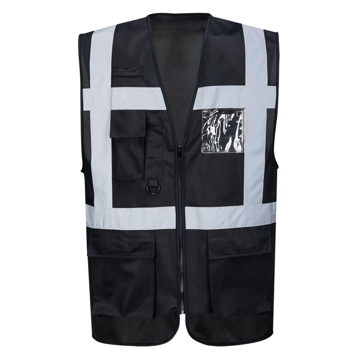 Black Safety Vest, ID Window, D-Ring