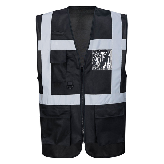 Black Safety Vest, ID Window, D-Ring